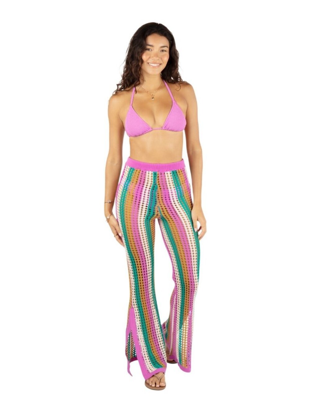 NWT Hurley Juniors Crocheted Cover Up Beach Pants Orchid Purple Multi XS